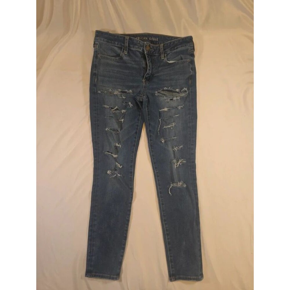 American Eagle Ne(x)t Level Stretch Distressed Skinny Jeans (Size 8 Short)